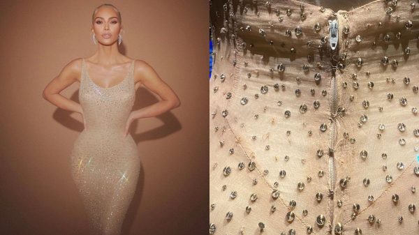 Kim Kardashian causou por surgir no tapete vermelho usando um vestido original de Marilyn Monroe